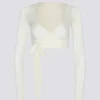 Soft Jersey Wrap Crop Top in White