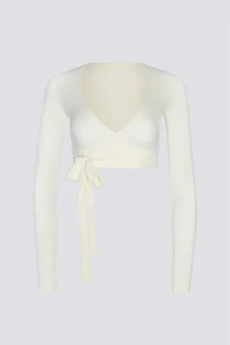 Soft Jersey Wrap Crop Top in White