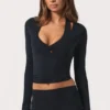 Soft Jersey Wrap Top in Black