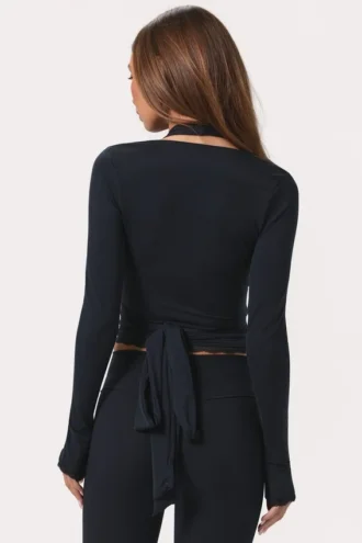 Soft Jersey Wrap Top in Black