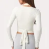 Soft Jersey Wrap Top in Milk