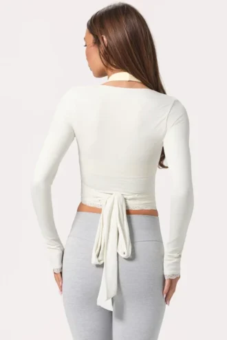 Soft Jersey Wrap Top in Milk