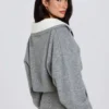 Soft Knit Layered Collar Cropped Jumper in Grey