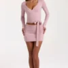 Soft Knit Mini Skirt in Blush