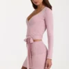 Soft Knit Mini Skirt in Blush