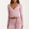 Soft Knit Wrap Top in Blush