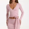 Soft Knit Wrap Top in Blush