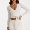 Soft Knit Wrap Top in Ivory