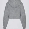 Soft Knit Zip-Up Cropped Hoodie in Grey