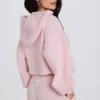 Soft Knit Zip-Up Cropped Hoodie in Soft Pink
