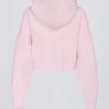 Soft Knit Zip-Up Cropped Hoodie in Soft Pink