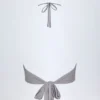 Sol Plunge Halterneck Crop Top in Silver