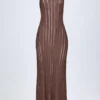 Solara Backless Halterneck Maxi Dress in Bronze