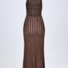Solara Backless Halterneck Maxi Dress in Bronze