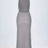 Solara Backless Halterneck Maxi Dress in Silver