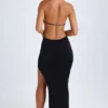 Solaria Cut-Out Halterneck Maxi Dress in Black