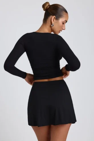 Solene Modal A-Line Mini Skort in Black