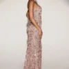 Solenna Embellished Bandeau-Neck Strapless Gown in Rose Gold