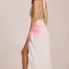 Solenne Chiffon Maxi Dress in White Floral Print