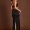 Solferina Fringed Plunge-Neck Maxi Dress in Black