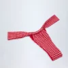Solsona Ruched Thong Bikini Bottoms in Red Gingham