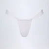 Solsona Ruched Thong Bikini Bottoms in White