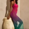 Sorbetto Sheer Maxi Dress in Green Multi