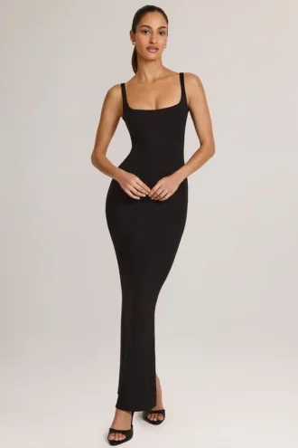 Soreia Modal Square Neck Maxi Dress in Black