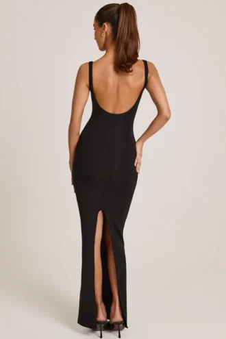 Soreia Modal Square Neck Maxi Dress in Black