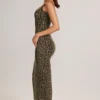 Soreia Modal Square Neck Maxi Dress in Leopard Print
