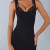 Sorelle Modal Lace-Trim Midaxi Dress in Black