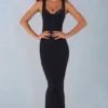 Sorelle Modal Lace-Trim Midaxi Dress in Black