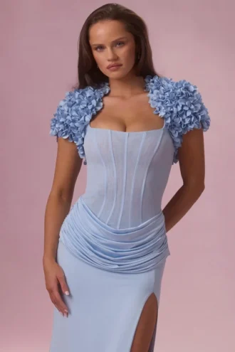 Soretta Cropped Bolero  in Powder Blue