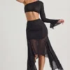 Soustons Embellished Handkerchief Hem Skirt in Black
