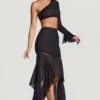 Soustons Embellished Handkerchief Hem Skirt in Black