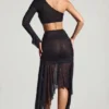 Soustons Embellished Handkerchief Hem Skirt in Black