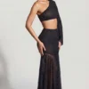 Soustons Embellished Handkerchief Hem Skirt in Black