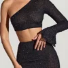 Soustons Embellished Handkerchief Hem Skirt in Black