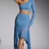 Soustons Embellished Handkerchief Hem Skirt in Smokey Blue