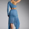 Soustons Embellished Handkerchief Hem Skirt in Smokey Blue