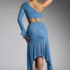 Soustons Embellished Handkerchief Hem Skirt in Smokey Blue