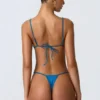 South Beach Chain-Embellished Triangle Bikini Top in Ocean Blue