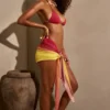 Spritz Tie-Front Mini Sarong in Yellow Multi