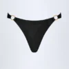 St Barts Hardware-Detail Thong Bikini Bottoms in Black