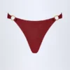 St Barts Hardware-Detail Thong Bikini Bottoms in Dark Cherry