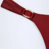 St Barts Hardware-Detail Thong Bikini Bottoms in Dark Cherry