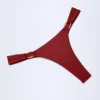 St Barts Hardware-Detail Thong Bikini Bottoms in Dark Cherry