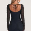 St Germain Embellished Long Sleeve Mini Dress in Black