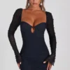 St Germain Embellished Long Sleeve Mini Dress in Black