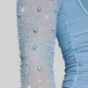 St Germain Embellished Long Sleeve Mini Dress in Blue